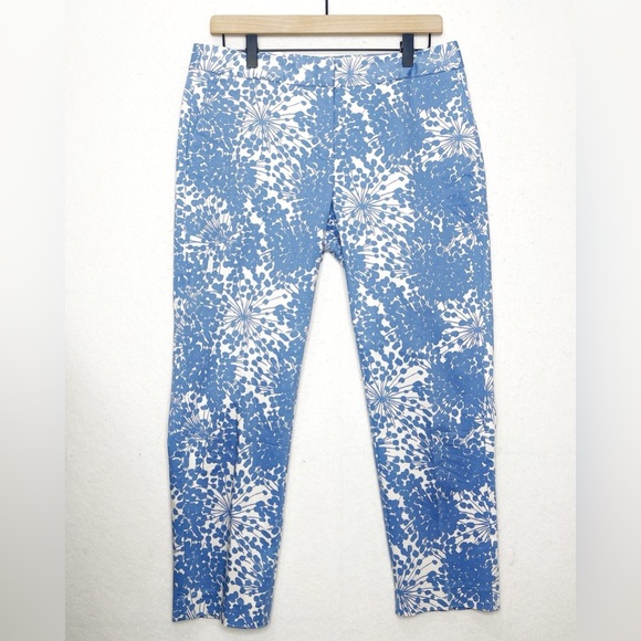 Boden Dandelion Floral Print Blue and White Crop Size 8 - Picture 2 of 9